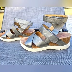 Fly London Silver Wedge Sandals Size 40